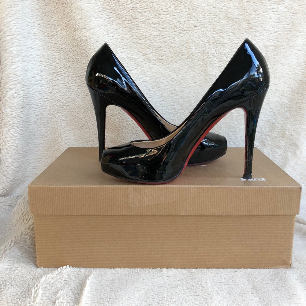 Sz 38 Open Clic 120 Patent Leather Peep Toe
